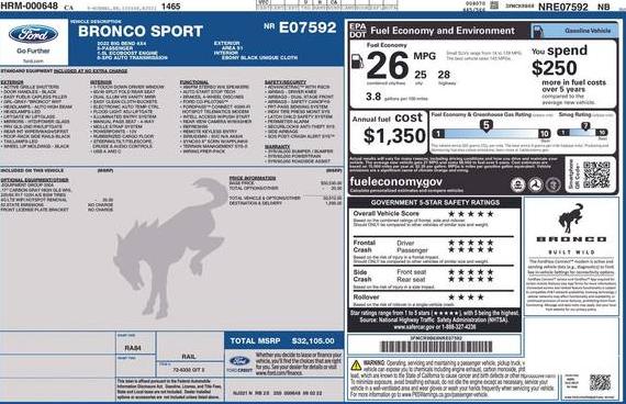 FORD BRONCO SPORT 2022 3FMCR9B68NRE07592 image